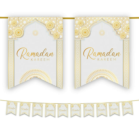 Ramadan Mubarak Double Flags (Whiten/Gold) 2022