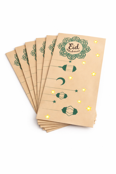 Elegant Green Eid Money Envelope (6 pcs)