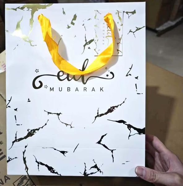 White Marble Gold Star Stamping Foil Gift Bag(1xpcs)