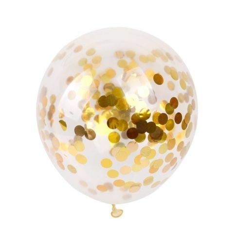12x Eid Mubarak-Rose Gold and Clear Rose Gold Confetti  Balloon (Pack 12 )