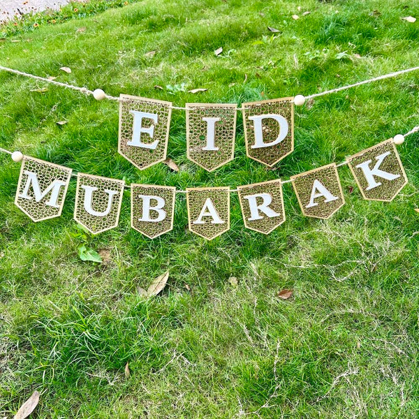 Eid Mubarak Bunting -Wooden | Festive Eid Decor