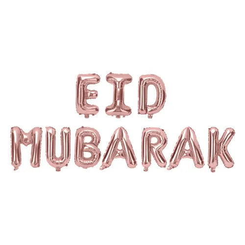 16 Eid Mubarak Foil Letter balloons-Rose