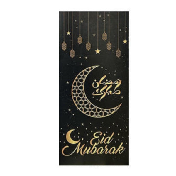 Eid Mubarak Money Envelopes – Black & Gold Crescent Moon Design (10pcs )
