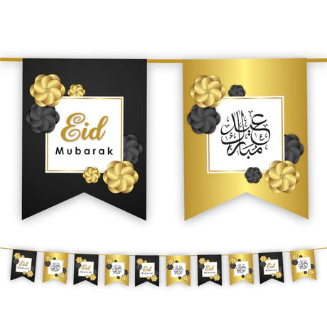 Eid Mubarak Bunting (Black & Gold)