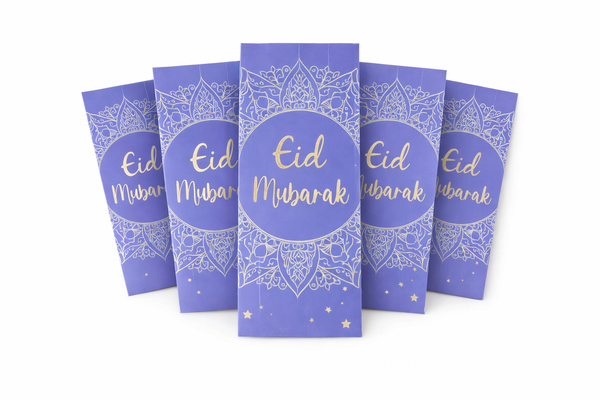 Eid Mubarak Money Envelopes – Blue Floral Mandala Design(10pcs)