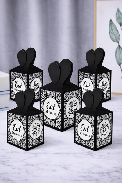 Eid Mubarak Favour Boxes – Elegant Green Botanical Treat Boxes (Pack 5)