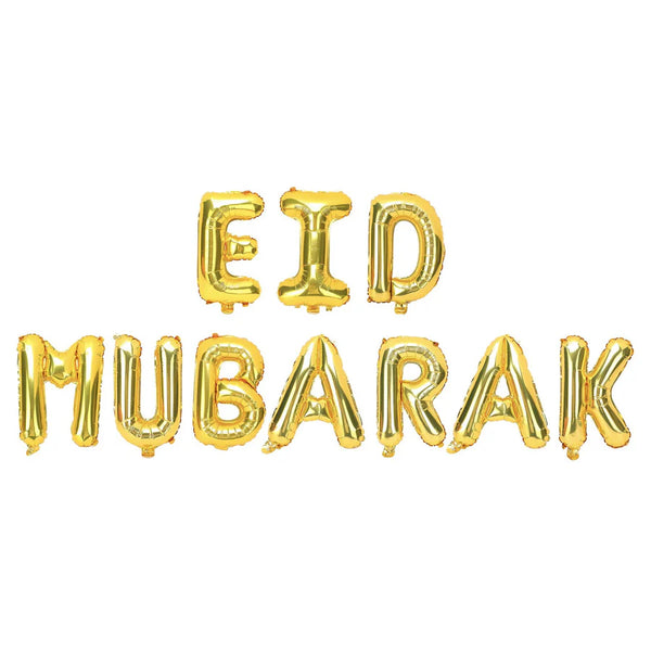 16 Eid Mubarak Foil Letter balloons-Gold