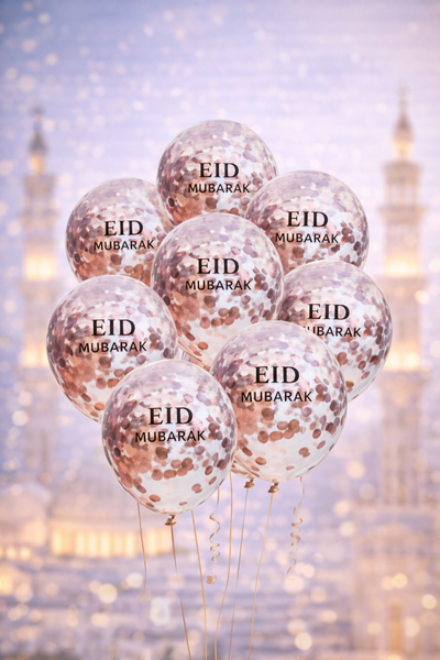 10x Eid Mubarak Confetti  Rose gold Balloon
