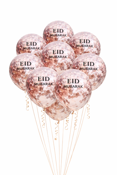 10x Eid Mubarak Confetti  Rose gold Balloon