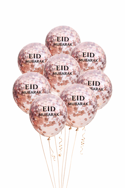 10x Eid Mubarak Confetti  Rose gold Balloon