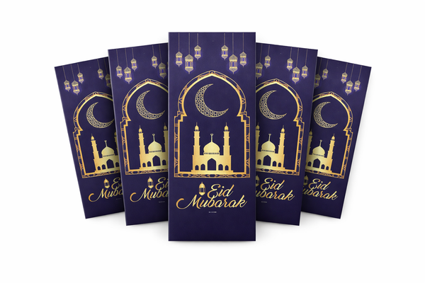 Eid MubarakMoney Envelopes – Gold Mosque & Crescent (Navy)(10pcs)
