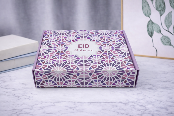 Eid Mubarak Treat Box – Purple Mosaic Pattern Gift Box (Pack 1)