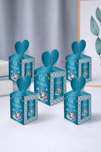 Eid Mubarak Favour Boxes – Teal Party Treat Boxes (5 Pack)
