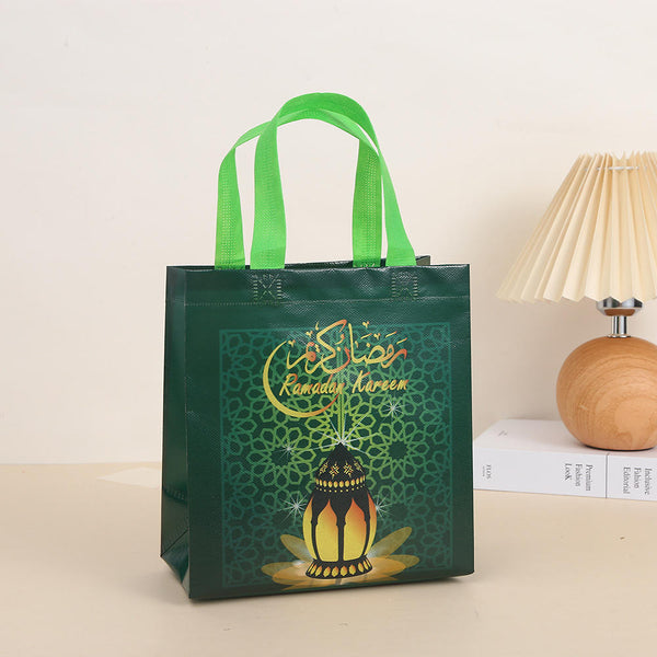 1x Ramadan Gift Bag with Handle Reusable Bags (Large ) Tote Bags - Green