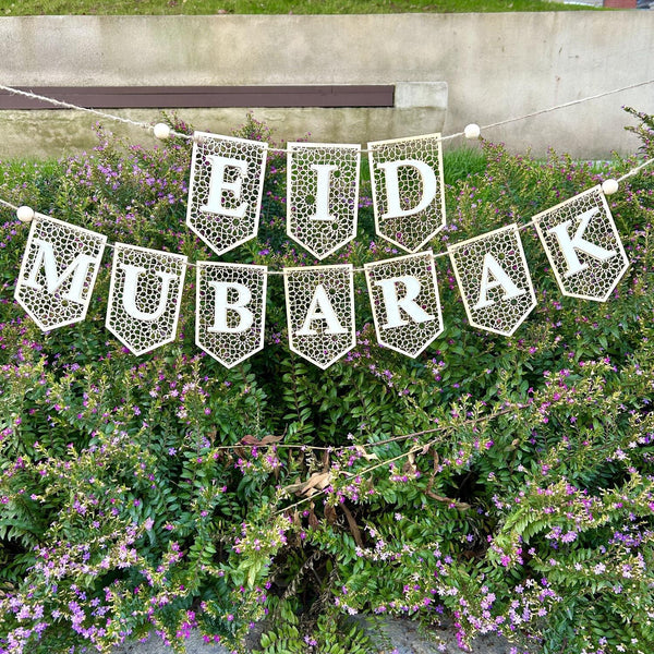 Eid Mubarak Bunting -Wooden | Festive Eid Decor