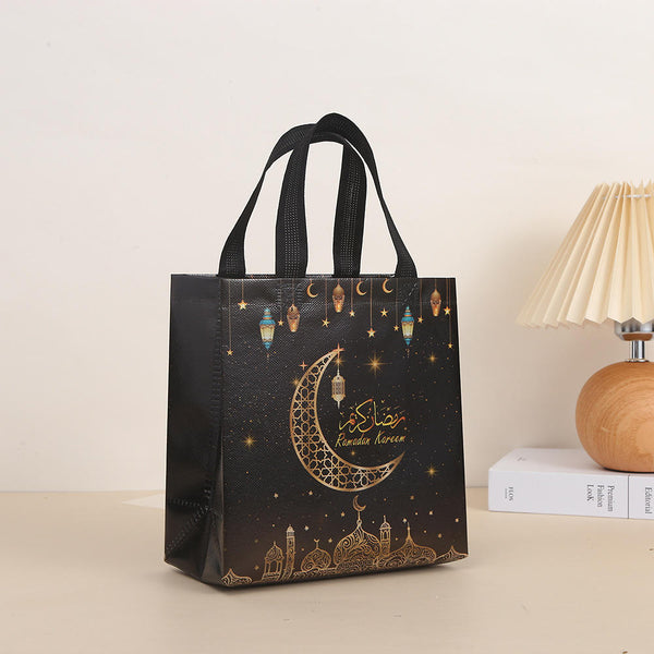 1x Ramadan Gift Bag with Handle Reusable Bags (Large ) Tote Bags - Black
