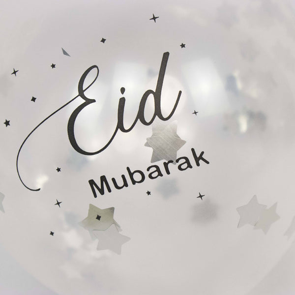 Eid Mubarak  Balloons with Confetti Balloon (Gold) (Pack 10)  Eid Party Decorations
