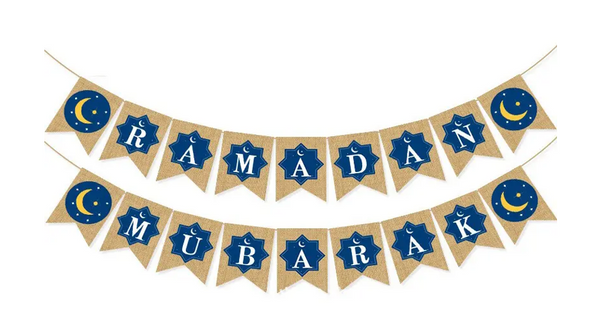 RAMADAN MUBARAK Flag Linen Cotton Decorations Banner