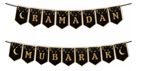 Ramadan Mubarak Banner- Black  Bunting Garland Decorations