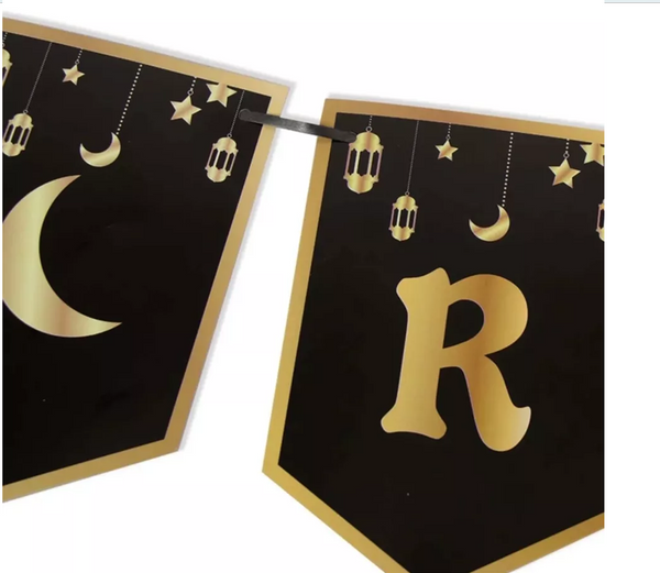 Ramadan Mubarak Banner- Black  Bunting Garland Decorations