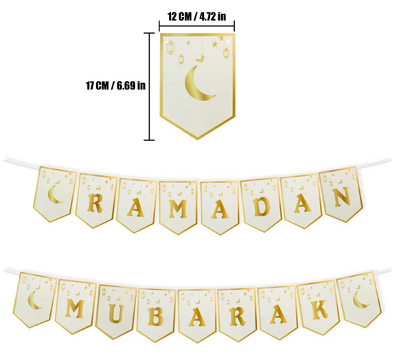 Ramadan Mubarak Banner  Gold -Bunting Garland Ramadan  Decorations