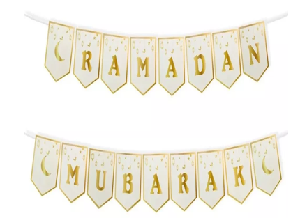 Ramadan Mubarak Banner  Gold -Bunting Garland Ramadan  Decorations