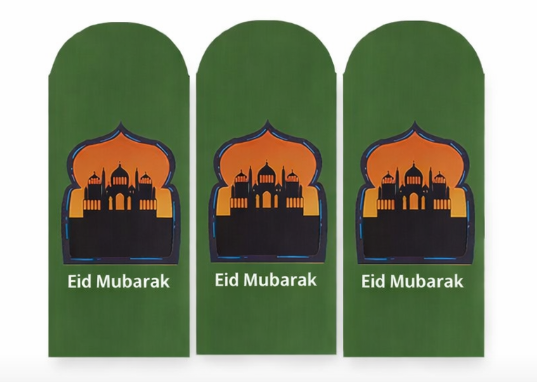 Eid Mubarak Money Envelopes –  (Green Mosque Design)(10pcs)