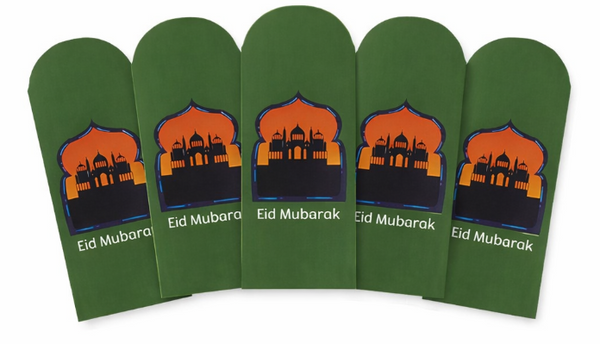 Eid Mubarak Money Envelopes –  (Green Mosque Design)(10pcs)