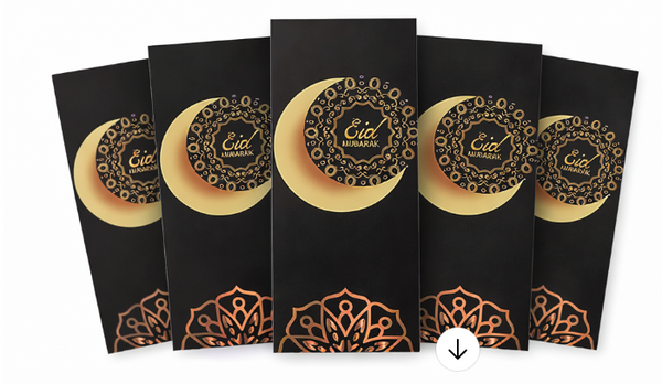 Eid Mubarak  Money Envelopes – Luxury Black & Gold Mandala (10pcs)