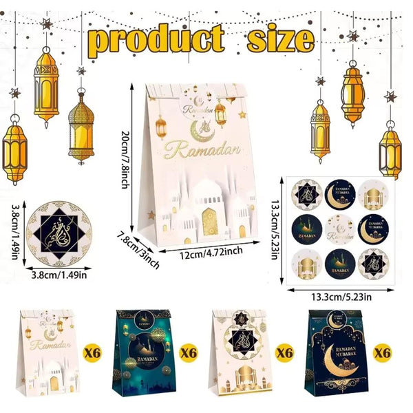 6x Eid Mubarak Goodie Bag Ramadan Mubarak Gift Bag Ramadan Stickers Boxes)