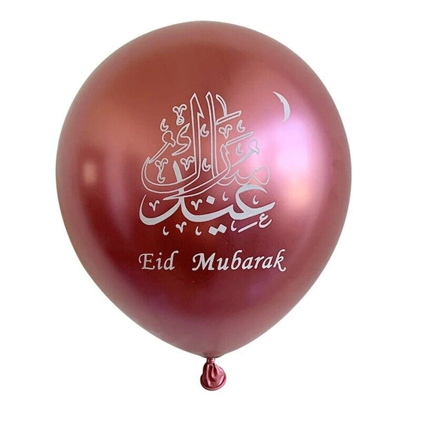 12x Eid Mubarak-Rose Gold and Clear Rose Gold Confetti  Balloon (Pack 12 )