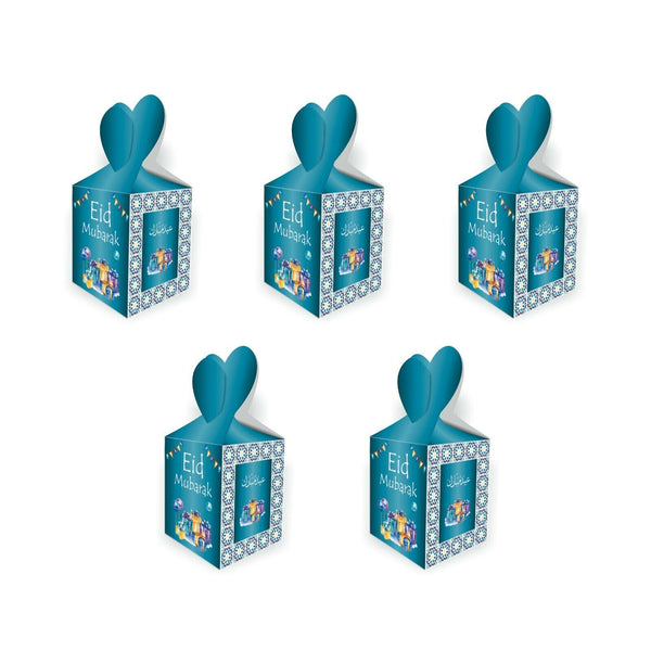 Eid Mubarak Favour Boxes – Teal Party Treat Boxes (5 Pack)