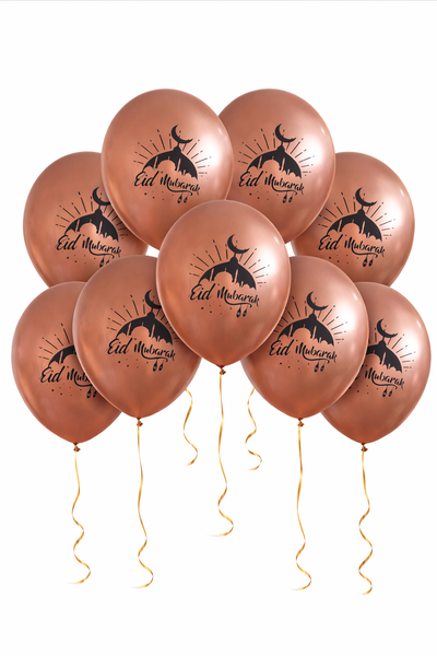 Eid Mubarak Rose Gold Chrome Metallic latex balloons (10)