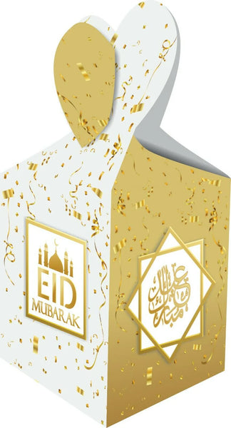Eid Mubarak Favour Boxes – Gold Confetti Party Treat Boxes (5 Pack)