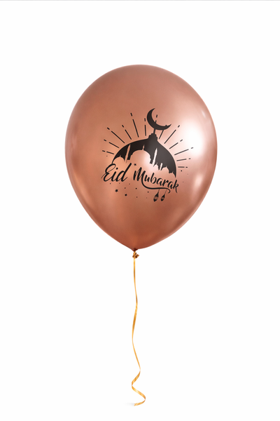 Eid Mubarak Rose Gold Chrome Metallic latex balloons (10)