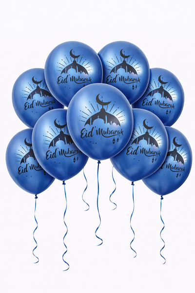 Eid Mubarak -Blue Latex Balloons  - Islamic Party Decor