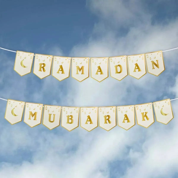 Ramadan Mubarak Banner  Gold -Bunting Garland Ramadan  Decorations