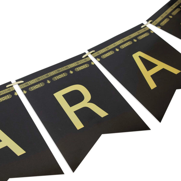 Umrah  Mubarak Banner Gold Foil | 10 Flags 5m Garland 24x17cm Islamic Party Decor