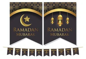 Ramadan Mubarak Set  (Black/Gold)  With Gold Balloons 2022