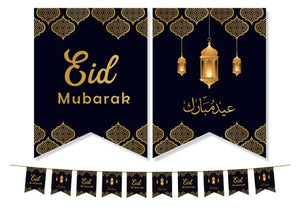 Eid Mubarak Flags (Black/Gold Lantern) 2022