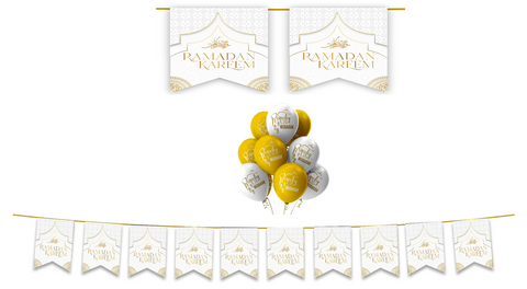 Ramadan Kareem 20 pc Decoration Set - White & Gold