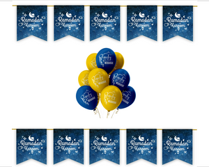 Ramadan Kareem 20 pc Decoration Set - Blue & White Space Galaxy