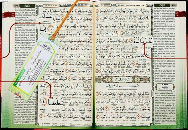 A5 Al Quran Al Kareem Word-by-Word Translation Colour Coded Tajweed Black